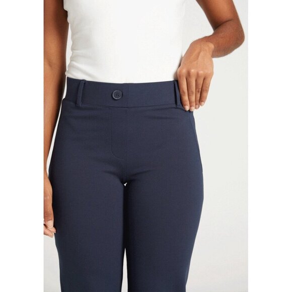 Betabrand Women Classic Dress Yoga Pant Sz Medium Navy Blue Straight Leg Pull On - Picture 4 of 11
